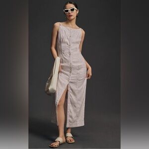 Anthropologie Maeve Striped Cream Maxi Dress